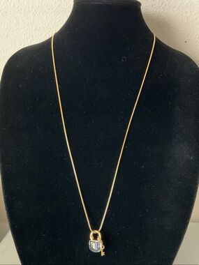 Swarovski Stone Gold Tone Key Pendant Necklace